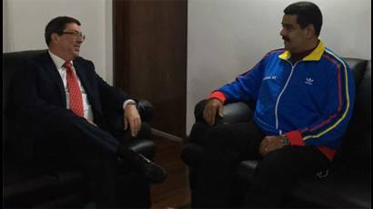 Nicolás Maduro y Bruno Rodríguez