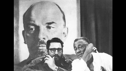 Fidel y Lázaro Peña en el XIII Congreso de la CTC