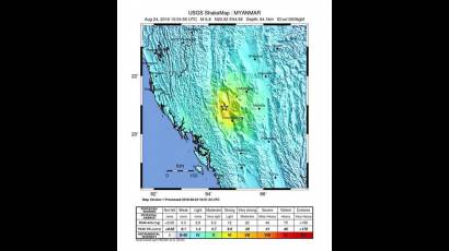 Origen del terremoto de 6,8 grados de magnitud en el centro de Birmania