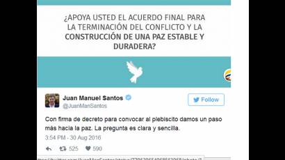  Twitter de Juan Manuel Santos