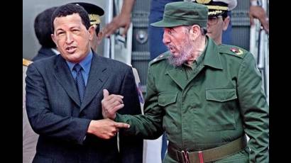 Fidel y Hugo Chavez