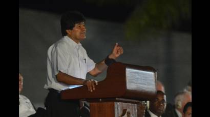 Evo Morales en la Plaza de la Revolución