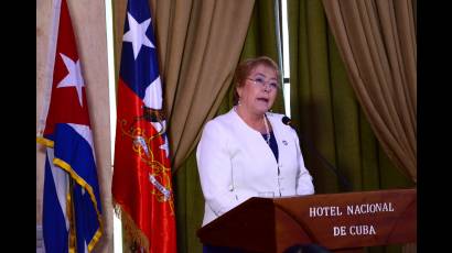 Michelle Bachelet Presidenta de Chile en el Hotel Nacional de Cuba