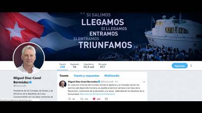 Twitter del presidente de los Consejos de Estado y de Ministros Miguel Díaz-Canel Bermúdez