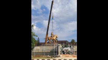 La estatua del Mayor General Calixto García en su nuevo emplazamiento de Miramar