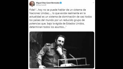 Twit del Presidente de Cuba