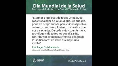 Carta de felicitación del Ministro de Salud Pública por el Día Mundial de la Salud