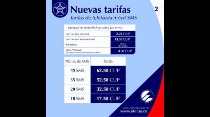 Nuevas tarifas de Etecsa a partir del 1ro. de enero de 2021