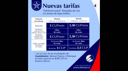Nuevas tarifas de Etecsa a partir del 1ro. de enero de 2021