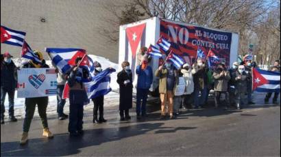 En Canadá caravana contra el bloqueo de Estados Unidos a Cuba.