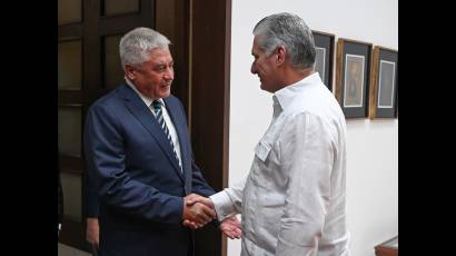 El Presidente cubano, Miguel Díaz-Canel Bermúdez, recibió este miércoles al Ministro del Interior de Rusia
