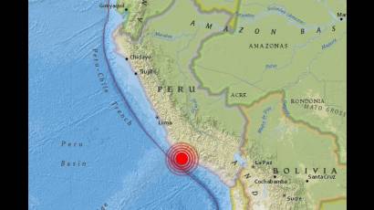 Epicentro del sismo cerca de Perú