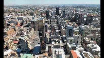 Vista aérea de Johannesburgo, capital industrial de Sudáfrica