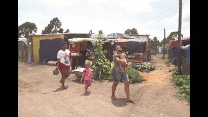 Habitantes del campamento Marielle Franco