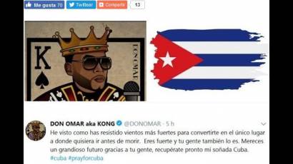 Cantante Don Omar expresa su solidaridad con Cuba tras tornado