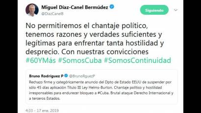 No permitiremos el chantaje político, afirma Díaz-Canel