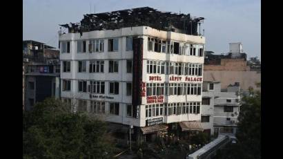 El hotel indio tras el incendio