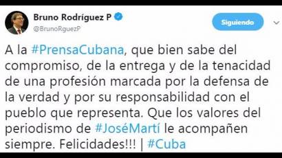 Felicita Canciller de Cuba a los periodistas cubanos