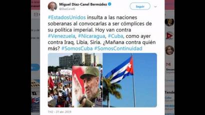 La Helms-Burton expresa frustración de gobiernos estadounidenses por 60 años de fracasos de sus políticas contra Cuba, afirmó Díaz-Canel