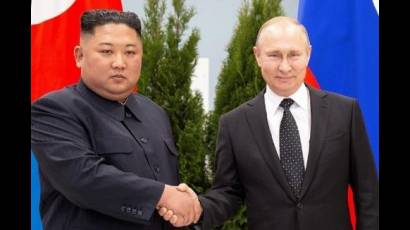 El líder de la República Popular Democrática de Corea, Kim Jong Un, y el presidente de Rusia, Vladimir Putin
