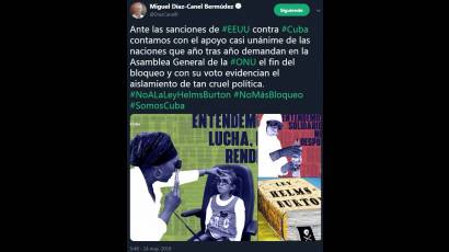 Díaz-Canel resalta apoyo internacional ante sanciones de EE.UU.
