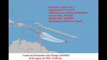 Cono de trayectoria de la depresión tropical.