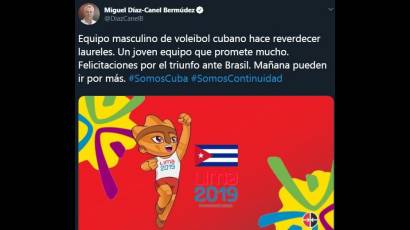 Presidente de Cuba felicita a voleibol nacional