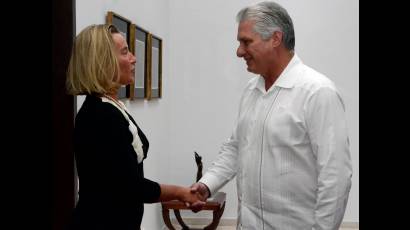 Díaz Canel recibió a Federica Mogherini