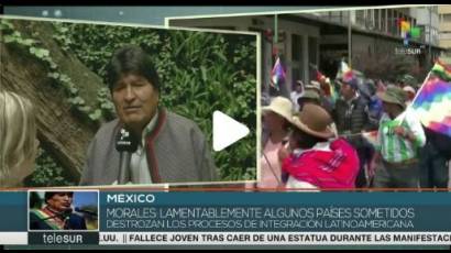 Líder boliviano Evo Morales entrevistado por Telesur