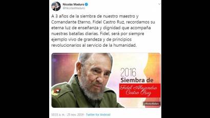Maduro recuerda a Fidel