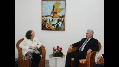 Señora Rebeca Grynspan junto a Miguel Díaz-Canel Bermúdez