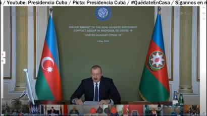 Esta reunión virtual, de hecho, corresponde a lo acordado el pasado octubre, cuando en Bakú, Azerbaiyán, se encontraron los jefes de Estado y de Gobierno del MNOAL en su XVIII Cumbre