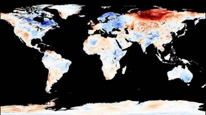 Mapa muestra los lugares con temperaturas registradas en mayo del 2020.