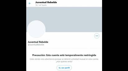 Twitter suspende cuenta de Juventud Rebelde