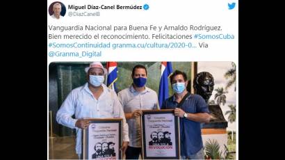 Díaz-Canel felicita a dúo Buena Fe y a Arnaldo Rodríguez