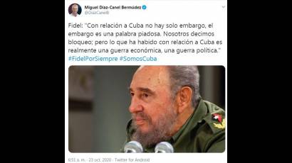 Tuit del Presidente Díaz-Canel