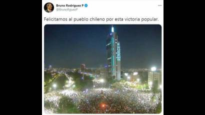 Cuba felicita a pueblo chileno