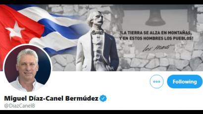 Perfil en Twitter de Miguél Díaz-Canel