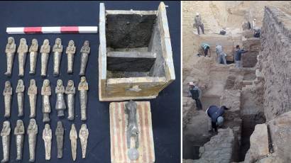 Un equipo de arqueólogos halló un templo funerario con cientos de sarcófagos de 3 000 años de antigüedad