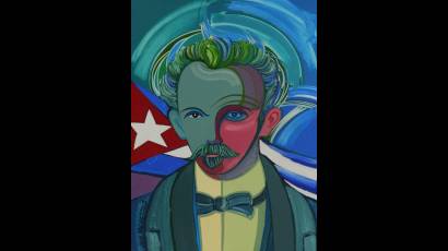 Obra José Martí, acrílico de José Miguel Pérez