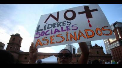 Rechazo al asesinato de lideres sociales en Colombia