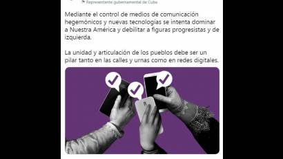 Tuit de Bruno Rodríguez Parrilla, Mnistro de Relaciones Exteriores de Cuba