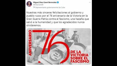 Mensaje de Miguel Díaz-Canel Bermúdez a Rusia
