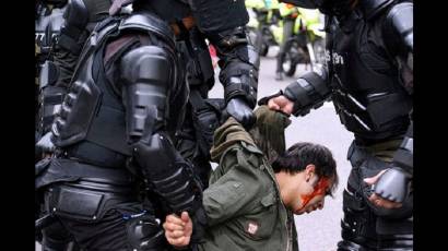 Represión policial en Colombia.