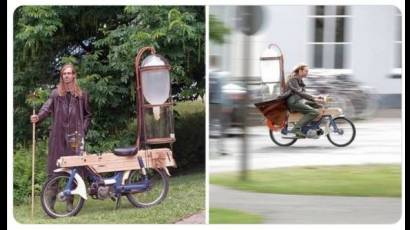 Gijs Schalkx y su nueva moto a metano