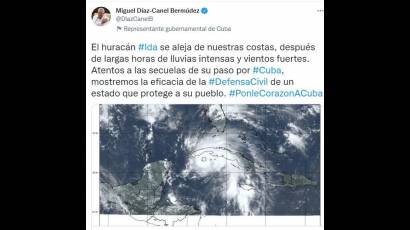 Tuit del Presidente de Cuba