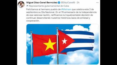 Cuenta oficial del Presidente cubano en la red social Twitter