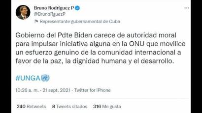 Tuit del Canciller de Cuba