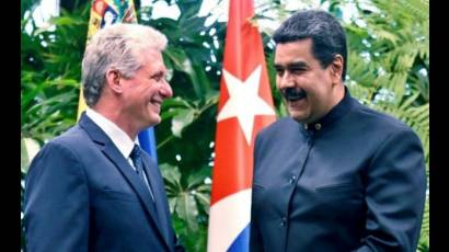 Presidentes Díaz-Canel y Nicolás Maduro, de Venezuela