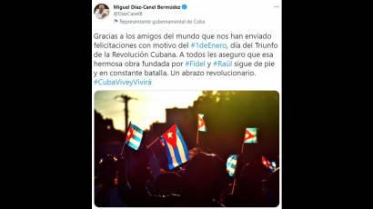 Tuit del Presidente de Cuba